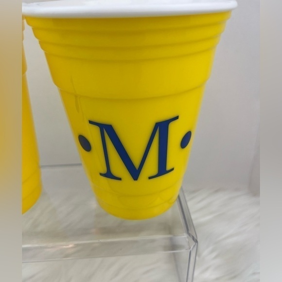NEW Monogrammed Letter “M” Set of 2 Yellow Hard Plastic Cups - Picture 4 of 7